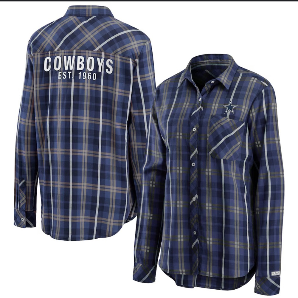 Dallas cowboys women’s Blue Plaid Cowboys Shirt